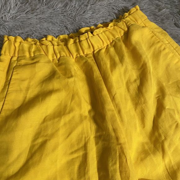 Ann Taylor Lagenlook Paperbag Waist Pants Womens Small Yellow Linen Minimalist - Picture 3 of 9
